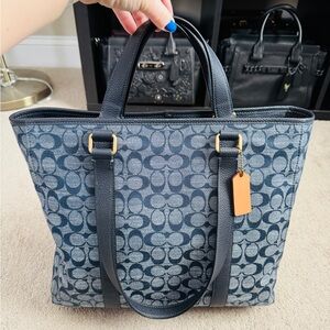Coach Hudson Double Handle Tote in Signature Chambray, EUC